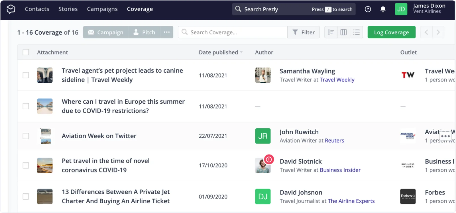 Prezly's Coverage feature lets you relate brand mentions to your newsroom and CRM. Prezly's Coverage feature lets you relate brand mentions to your newsroom and CRM.